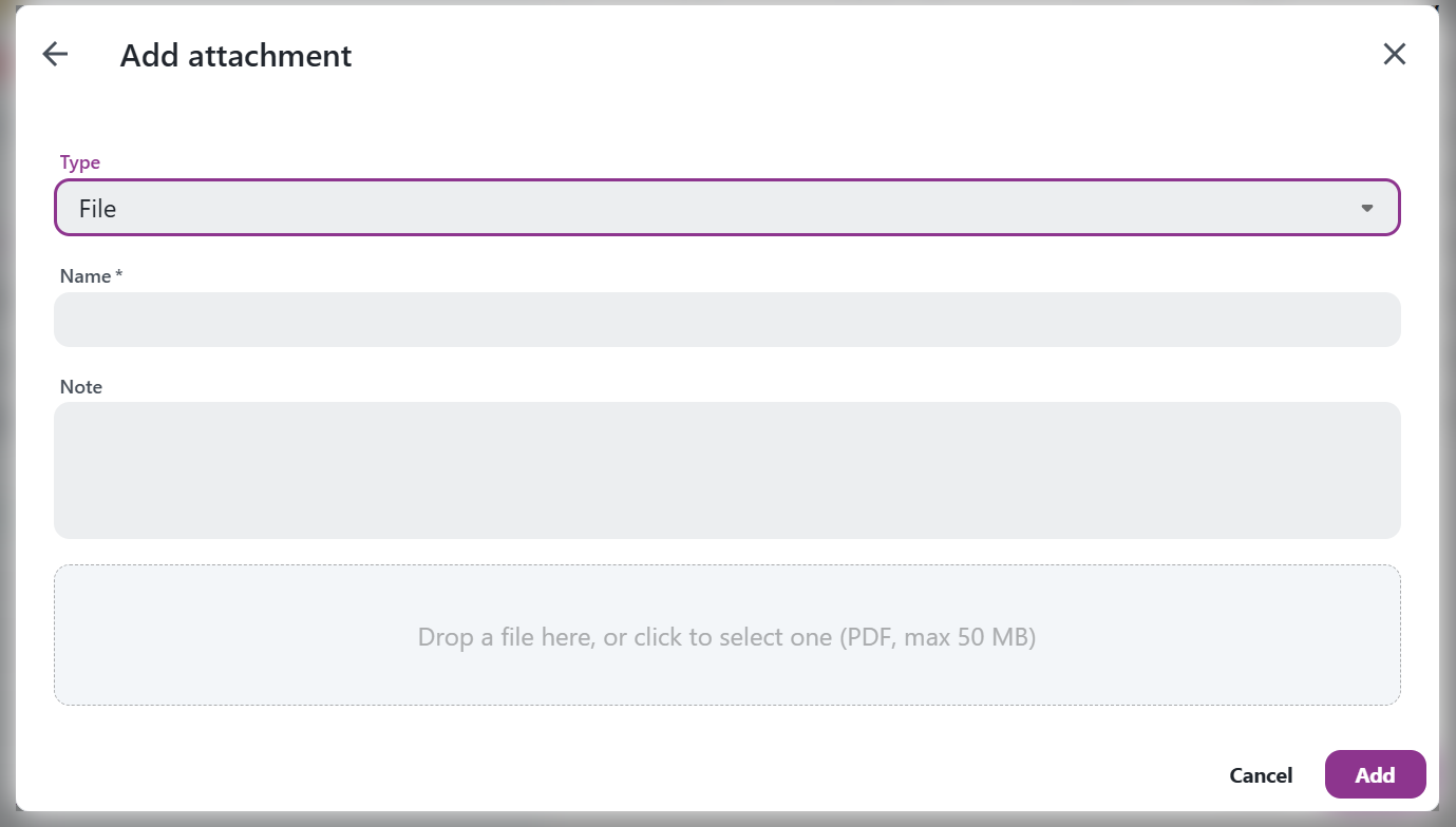 Adding a file attachment