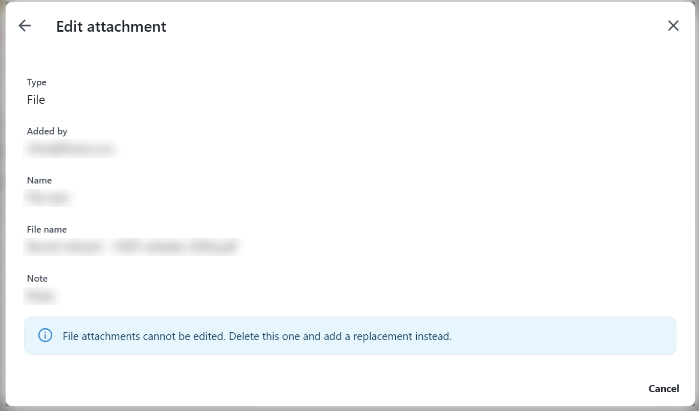 A file attachment cannot be edited