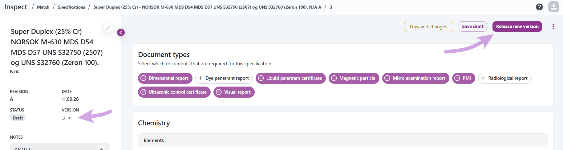 Releasing a new specification version