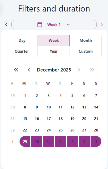 Time range picker week view