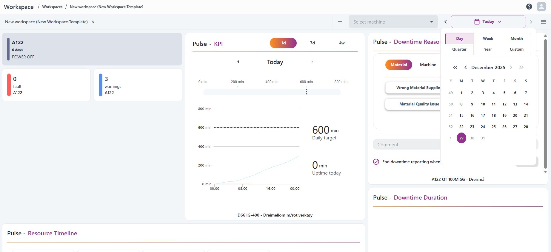 Time range picker in Workspace