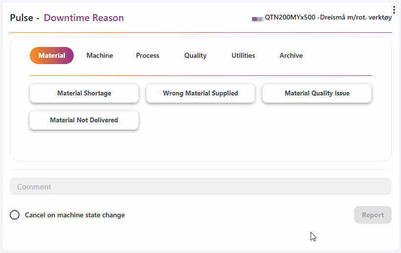report downtime widget